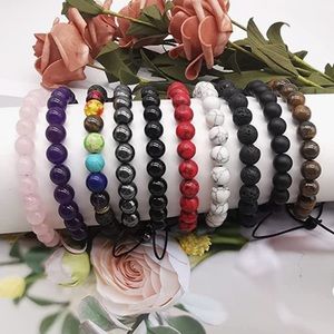 ✨20%off 3+✨NWT Genuine 8mm Howlite Power Gemstone Unisex Bracelet, Adjustable✨